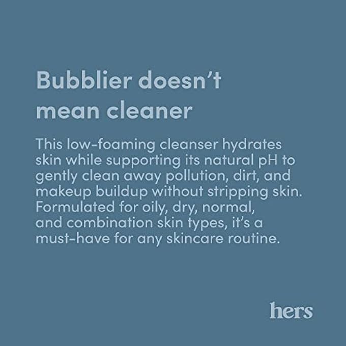 HERS CLEAR WATERS HYDRATING CLEANSER - SQUALANE CLEANSER FACE WASH FOR ALL SKIN TYPES - CONTAINS HYALURONIC ACID, SQUALANE, AND GREEN TEA EXTRACT - 6.8 FL OZ - Image 4